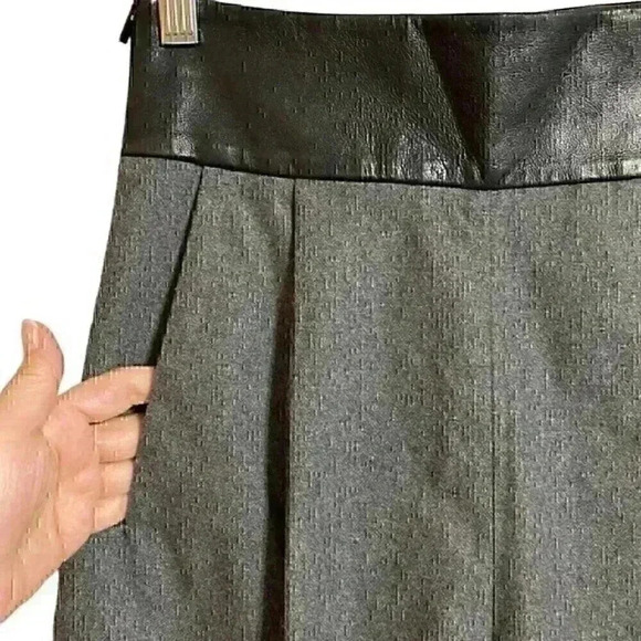 Diane Von Furstenberg Dawn Shorts 0 Grey Casual Luxury Wool Blend Leather Trim - Picture 3 of 9